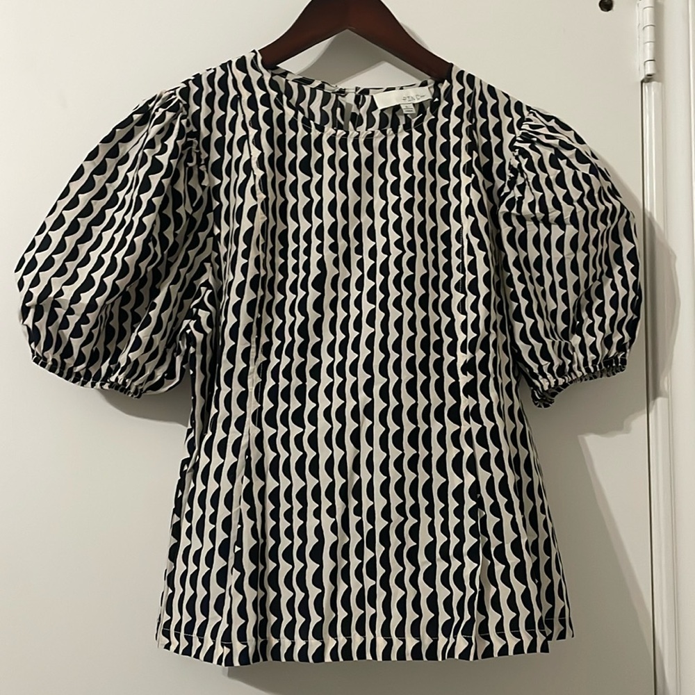 NWOT Pinch Monochrome Patterned Puff Sleeve Blouse Size L - Picture 4 of 10